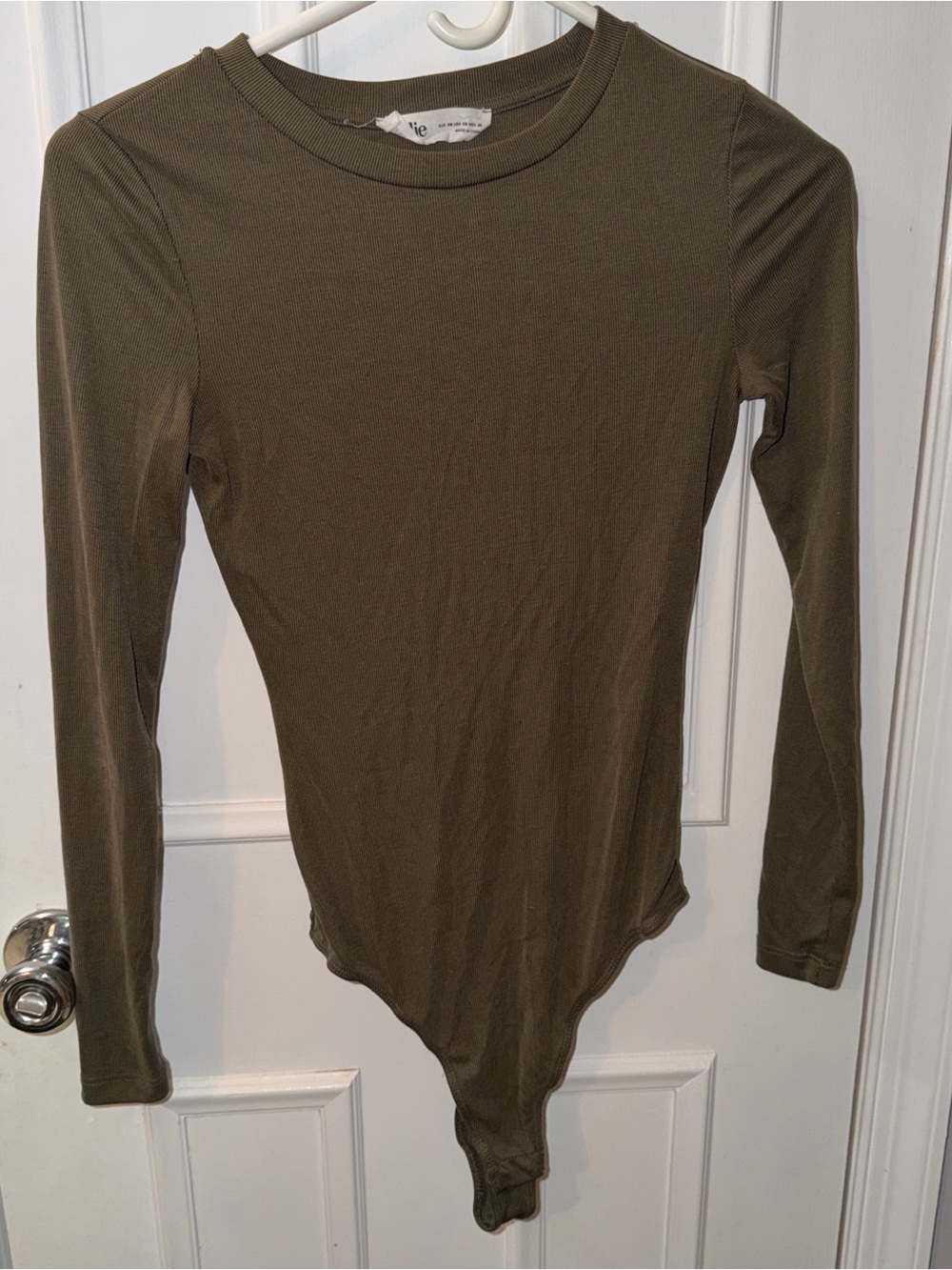 Elodie Olive Green Long Sleeve Ribbed Bodysuit